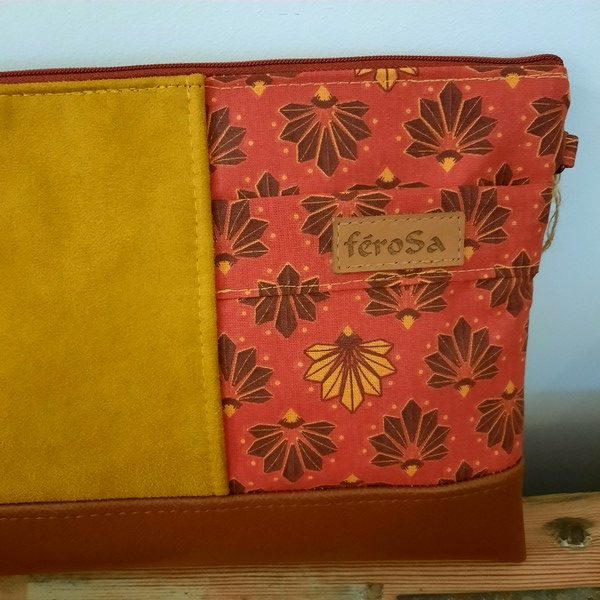 Pochette Amelie marron et jaune moutarde - Frais de port inclus – Image 3