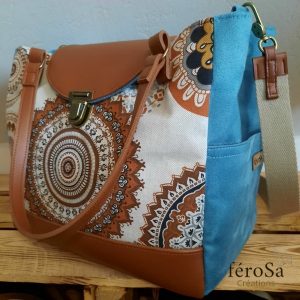 Sac Alice - turquoise et marron