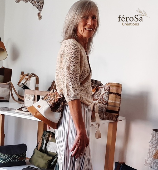 Sac sceau en cuir, toile de jute et jacquard – Image 2