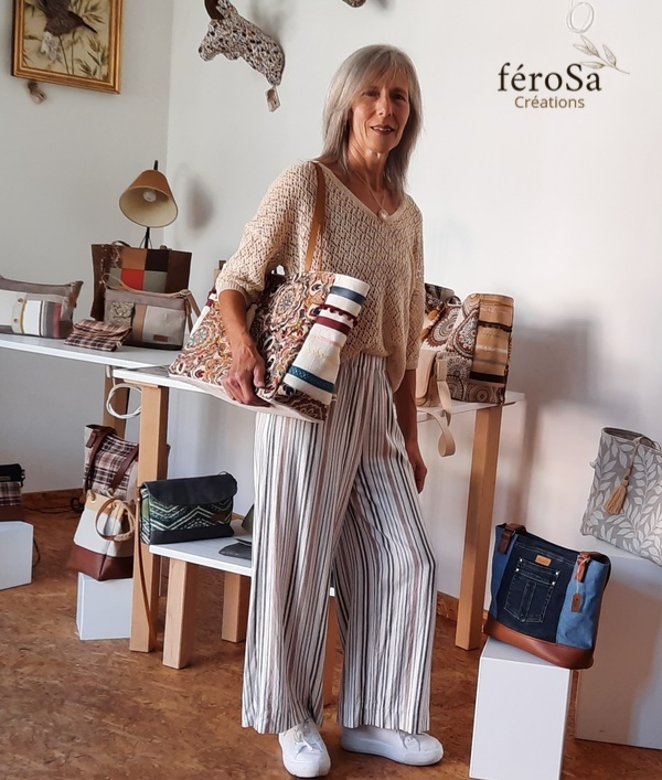 Sac cabas en toile de jute et tissus jacquard – Image 2