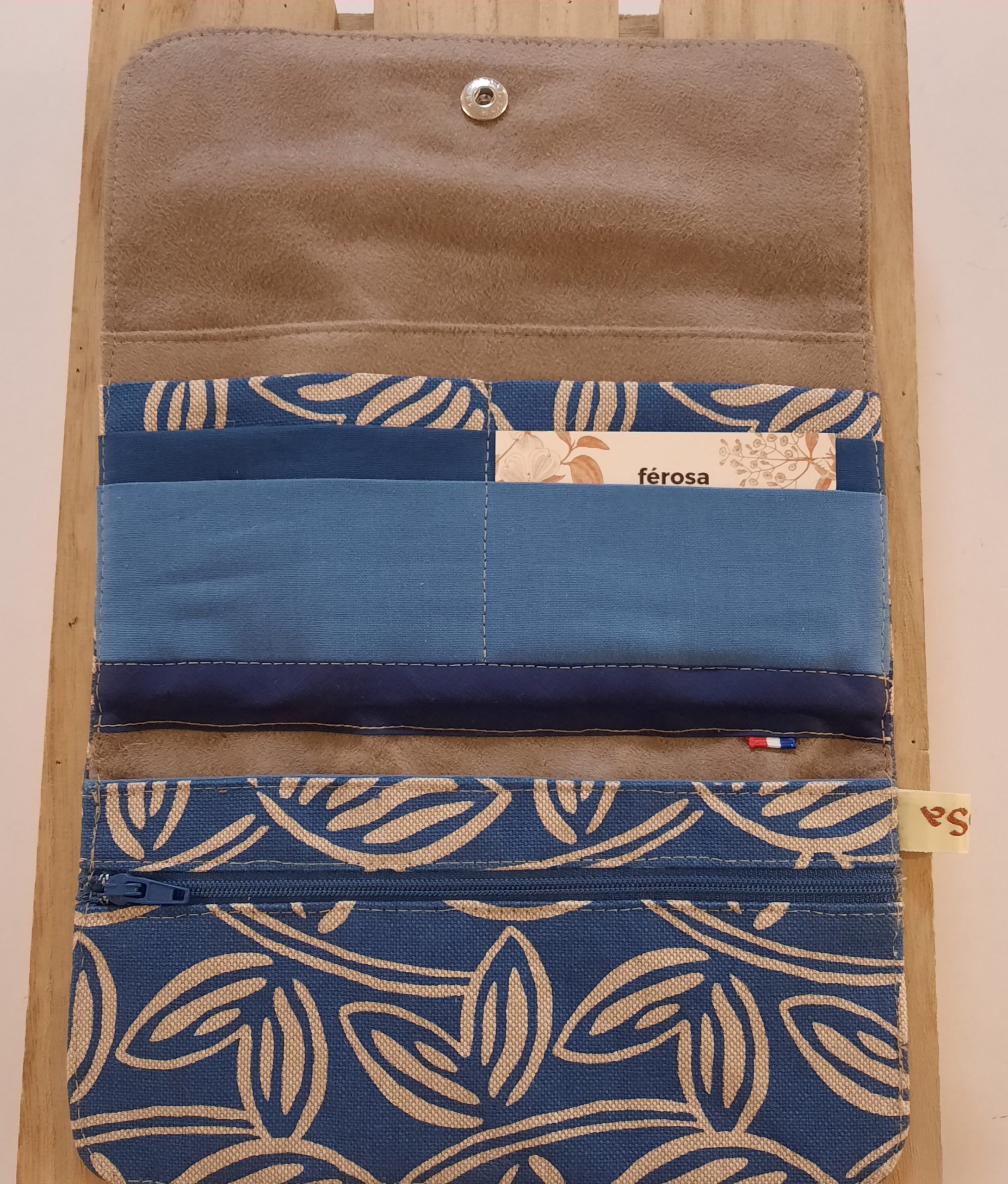 Portefeuille femme bleu et beige - Frais de port inclus – Image 2