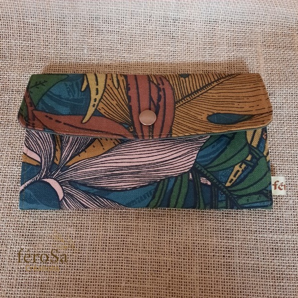 portefeuille femme - tissus feuilles - frais de port inclus