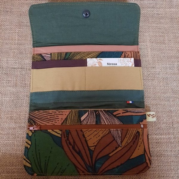 portefeuille femme - tissus feuilles - frais de port inclus – Image 2
