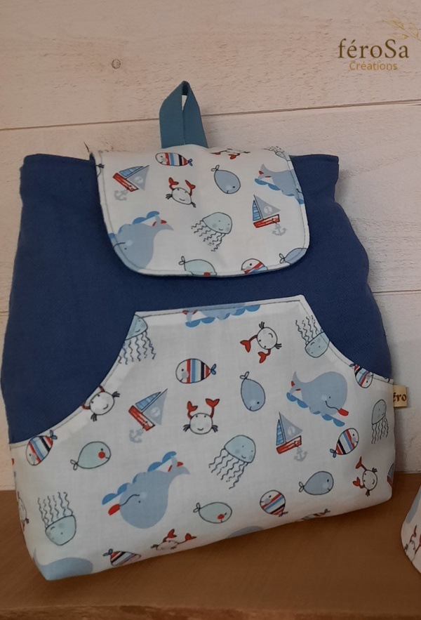 Sac à dos enfants bleu-Petit marin – Image 2