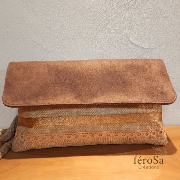 Pochette bohème beige - Frais de port inclus