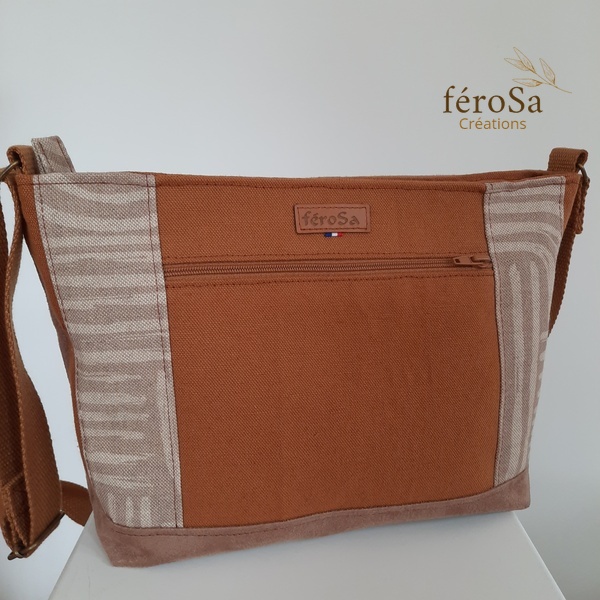 Sac bandoulière beige et marron