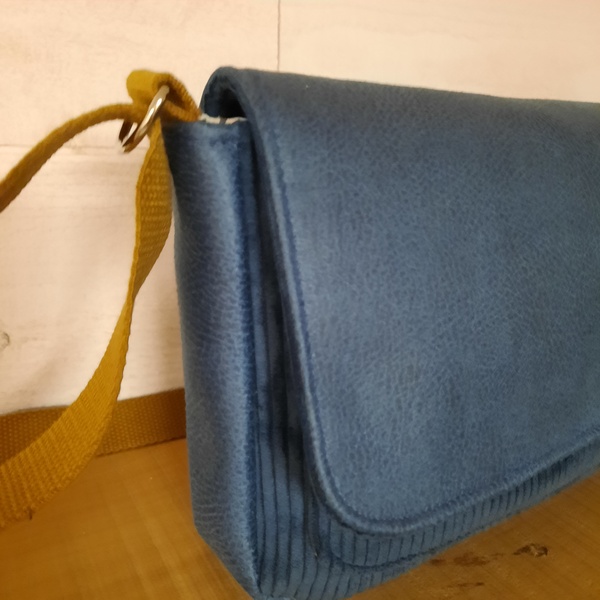 Sac bandoulière ''Aurore'' en velours bleu – Image 6