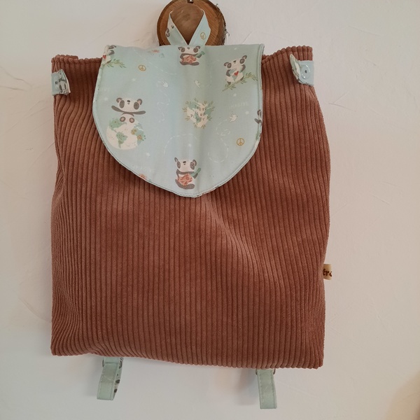 Sac à dos en velours rose - Panda sur le monde