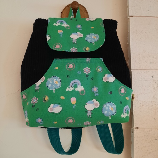 Sac à dos enfant en velours noir - La petite souris