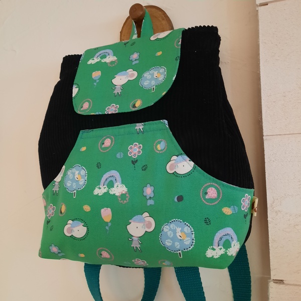 Sac à dos enfant en velours noir - La petite souris – Image 2