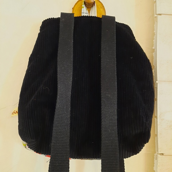 Sac à dos enfant en velours noir - Panda sur sa branche – Image 4