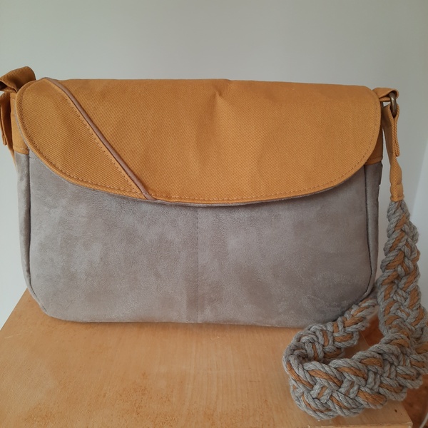 Sac bandoulière jaune et taupe