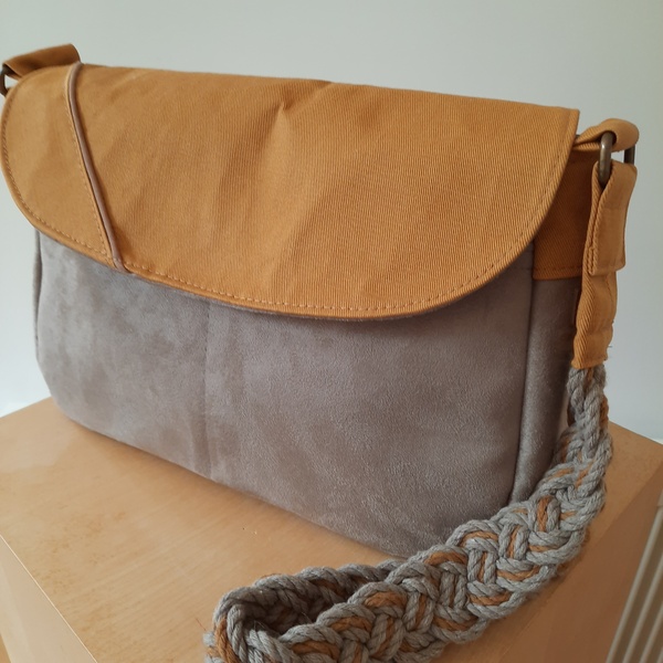 Sac bandoulière jaune et taupe – Image 2