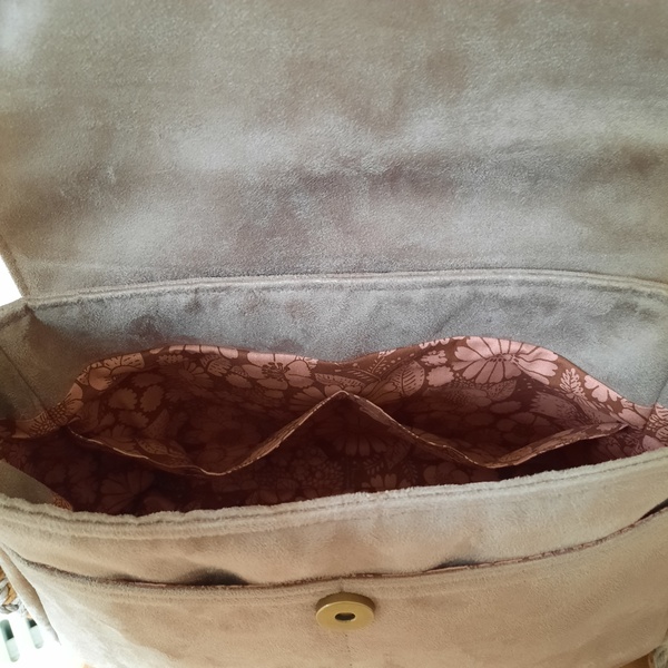 Sac bandoulière jaune et taupe – Image 5