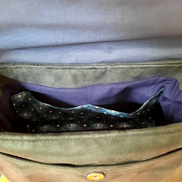 Sac bandoulière vert et bleu, rabat patchwork – Image 4