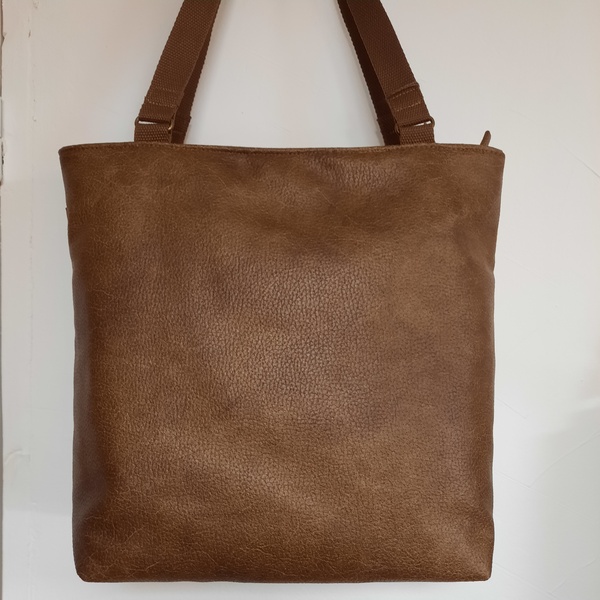 Sac cabas marron et velours ocre – Image 3