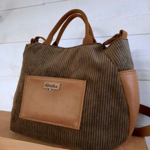 Sac bandoulière en velours marron