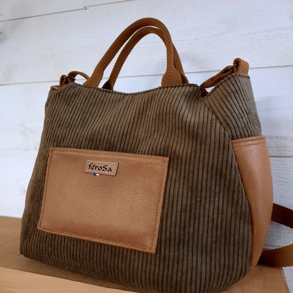 Sac bandoulière en velours marron