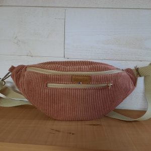Sac banane en velours rose
