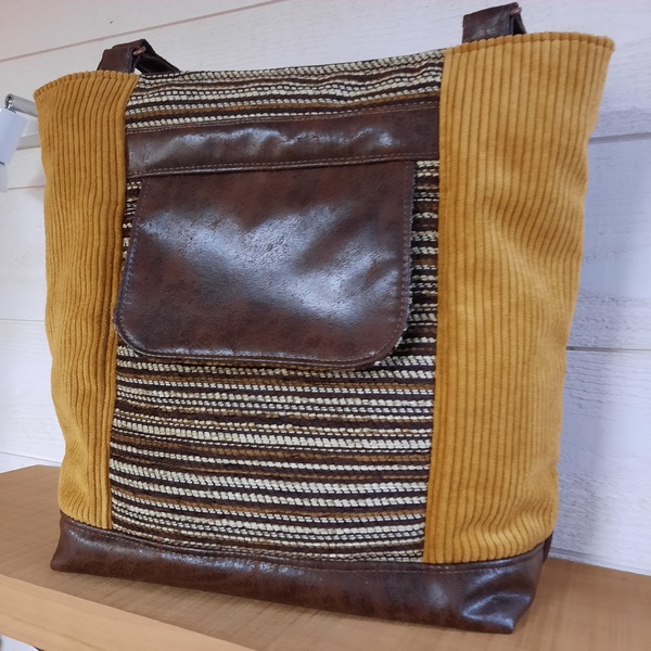 Sac cabas en velours jaune