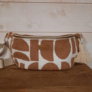 Sac banane XL blanc et marron claire