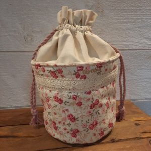 Pochon rose et blanc