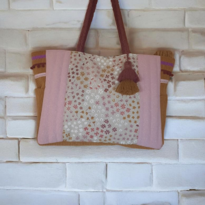 Sac cabas rose poudré et ocre