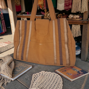 Sac cabas bohème couleur ocre