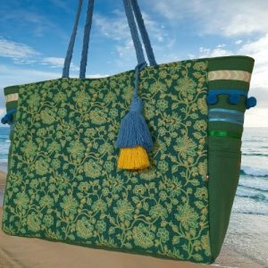 Sac cabas turquoise et vert